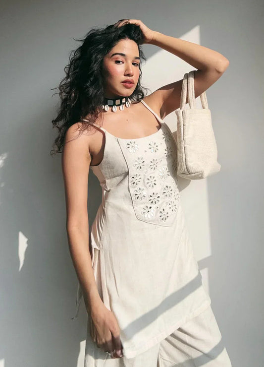 Summer Elegance Redefined: The Sleeveless Cotton Flex Kurta Pant Set by AnokhiVastra