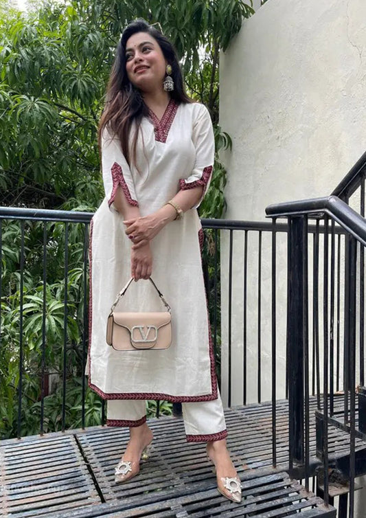 Women Heavy Cotton Slab Kurti with Pant