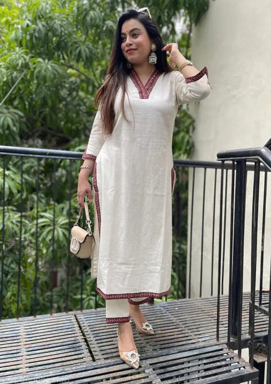 Women Heavy Cotton Slab Kurti with Pant