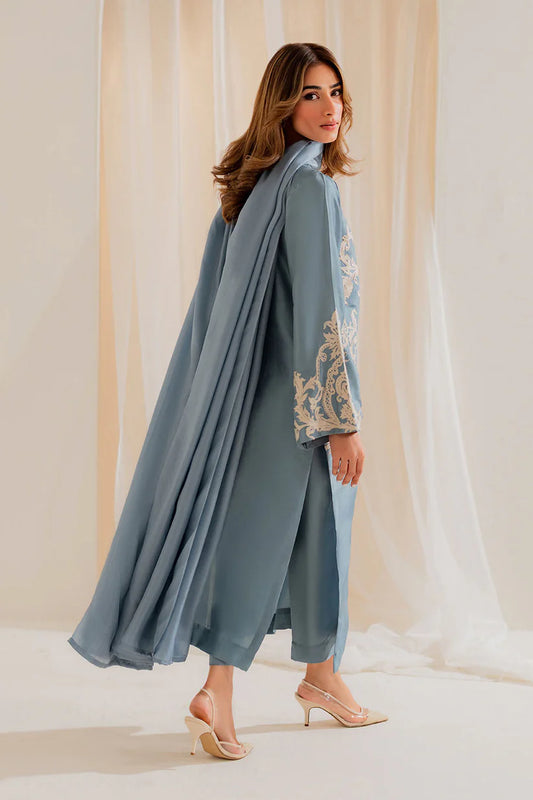 Luxury Cotton-Blend Embroidered 3-Piece Suit Set with Chiffon Dupatta