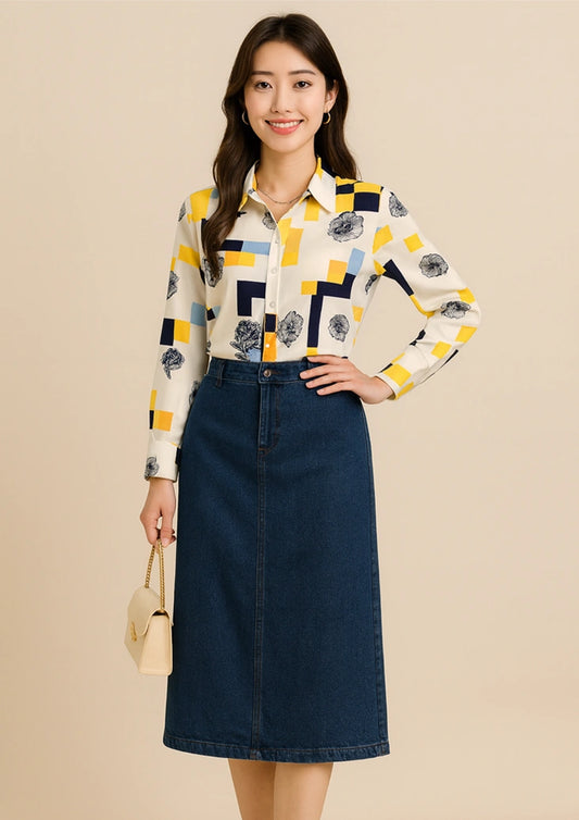 Women’s Multicolor Korean Style Abstract Printed Shirt