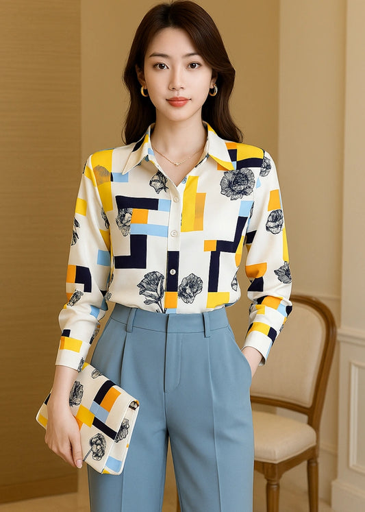 Women’s Multicolor Korean Style Abstract Printed Shirt