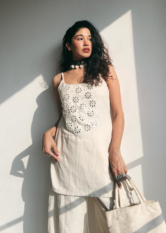 Sleeveless Cotton Flex Kurta Pant Set – Elegant Summer Style