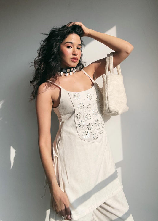 Sleeveless Cotton Flex Kurta Pant Set – Elegant Summer Style