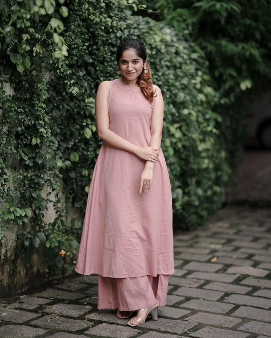 Women’s Cotton Sulb Kurta Set with Plazo and Pockets
