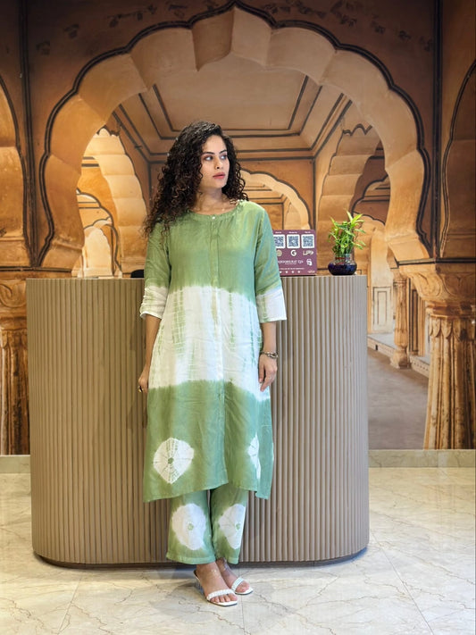 Women’s Premium Tie-Dye Cotton Kurti & Pant Set – Summer Stylish Co-ord