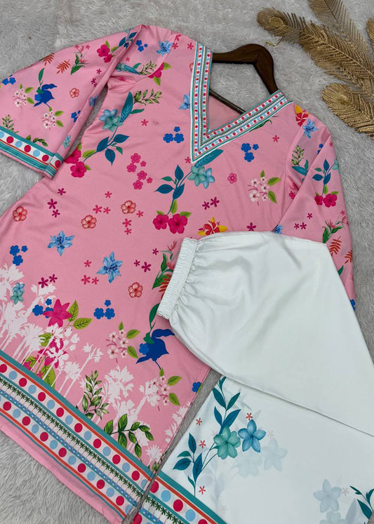 Heritage Bloom Digital Printed Co-ord Set – Pure Natural Crepe Ethnic Wear for Women