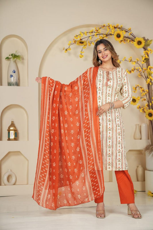 Anokhi Handworked Heavy Cotton Kurta Set with Dupatta