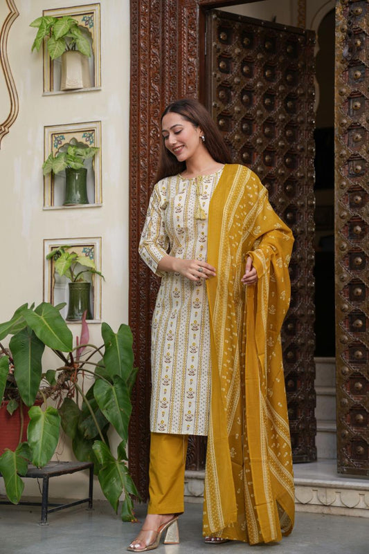Anokhi Handworked Heavy Cotton Kurta Set with Dupatta