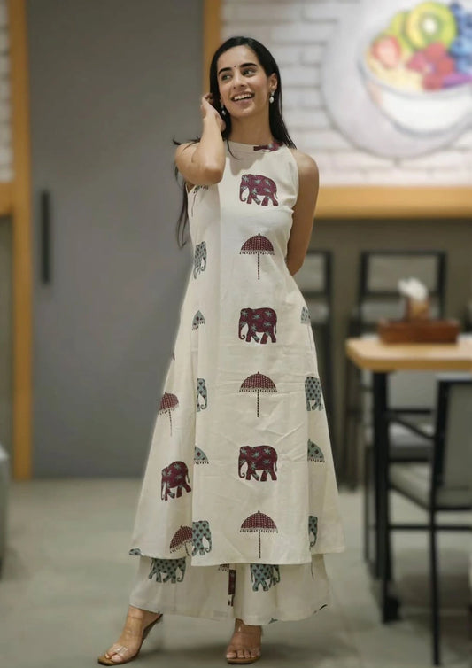 Premium Fine Cotton Kurti Palazzo Co-ord Set | AnokhiVastra