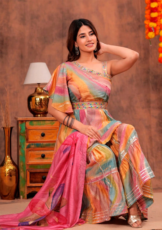 Premium Muslin Designer Set with Gotta Patti & Chanderi Dupatta