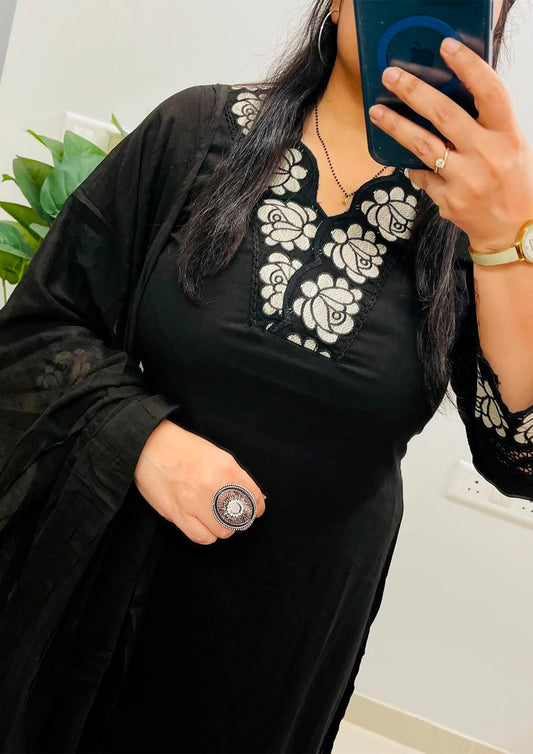 Premium Cotton Fabric Top, Pant & Dupatta Pair