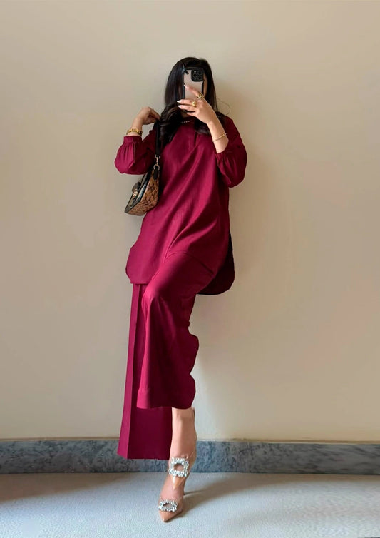 Premium Pleated Palazzo & Top Cotton Co-ord Set for Women