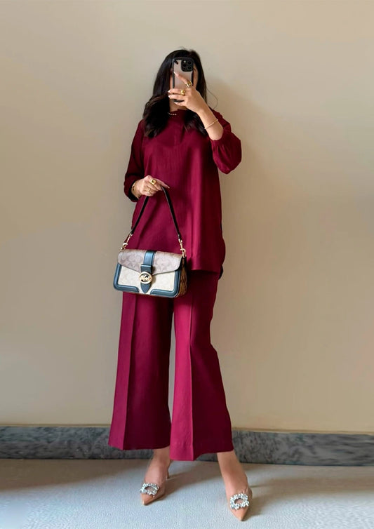 Premium Pleated Palazzo & Top Cotton Co-ord Set for Women