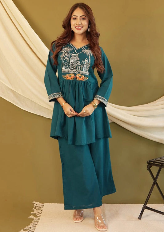 Embroidered Cotton Co-ord Set for Women