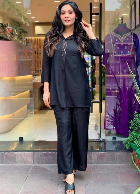 Elegant Black Heavy Rayon Co-ord Set for Women