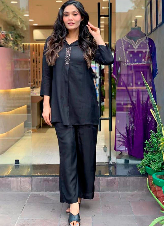 Elegant Black Heavy Rayon Co-ord Set for Women