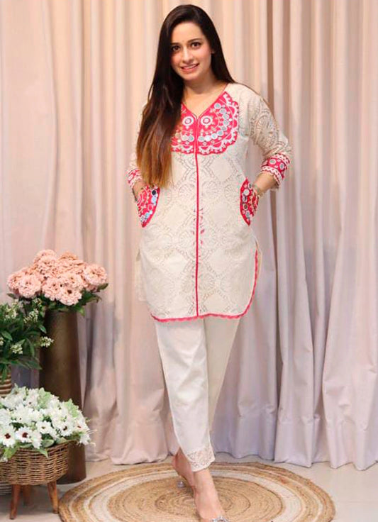 Elegant Cotton Schiffli Co-ord Set for Women