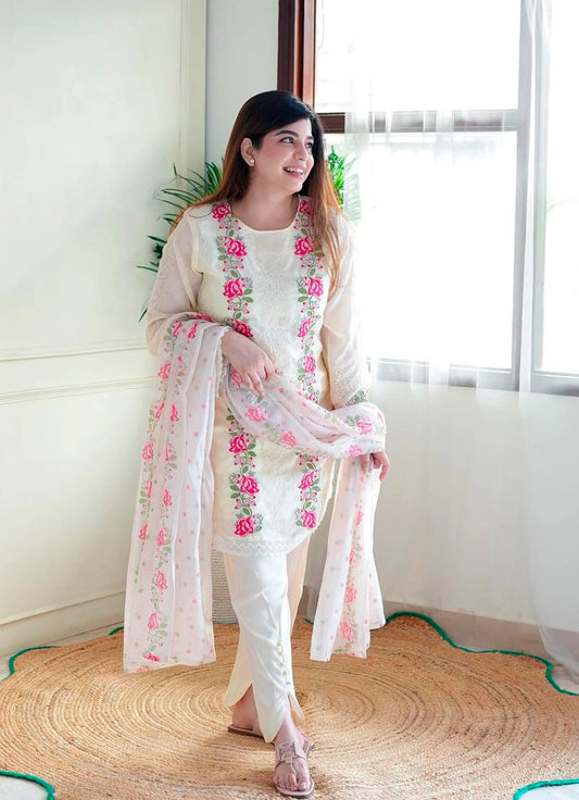 Pure Cotton Embroidered Suit Set for Women