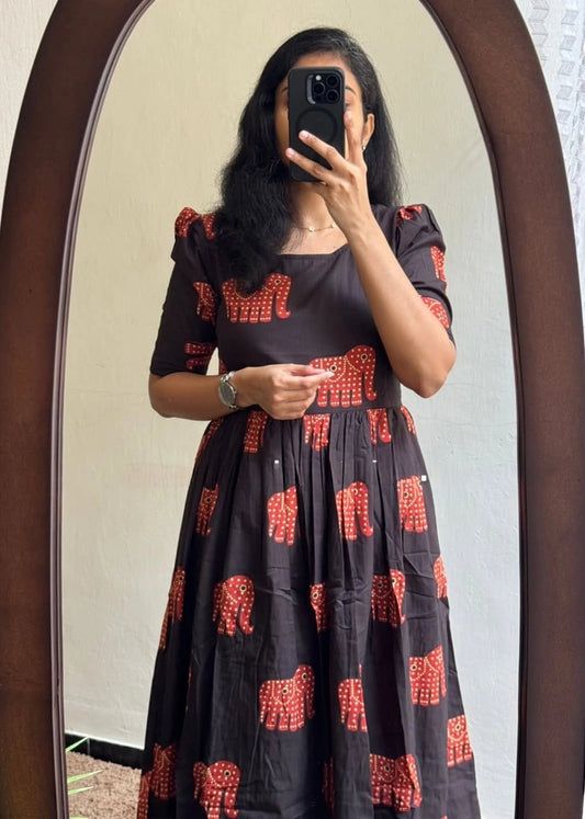 Women Cotton Jaipuri Block Print Gown