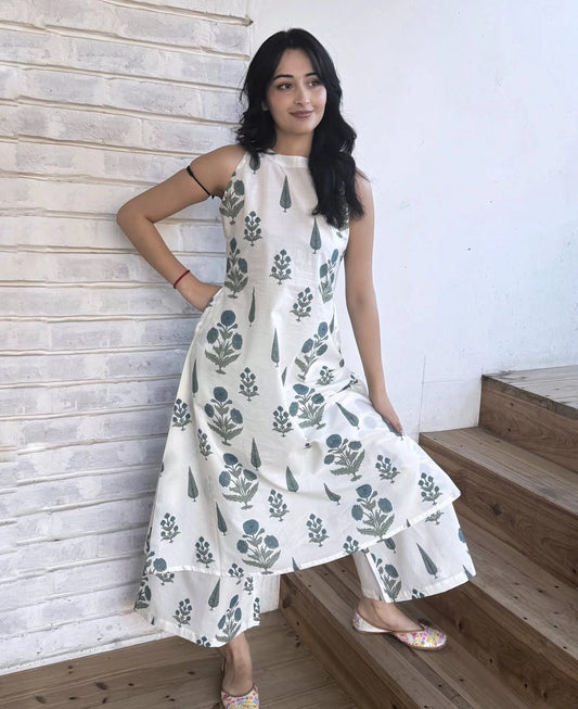 Women Crazy cotton Mughal print co-ord set