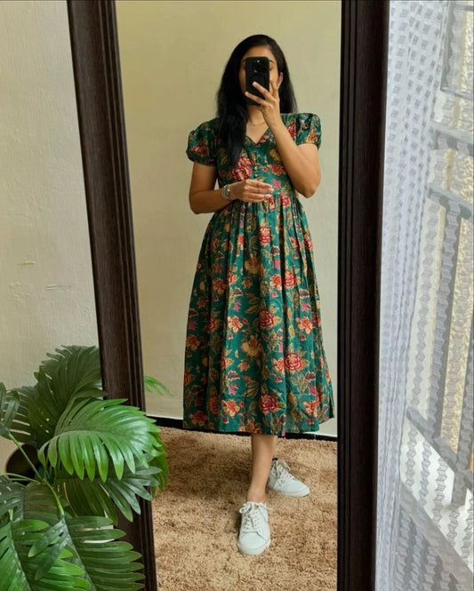 Cotton Women Midi Gown Dress