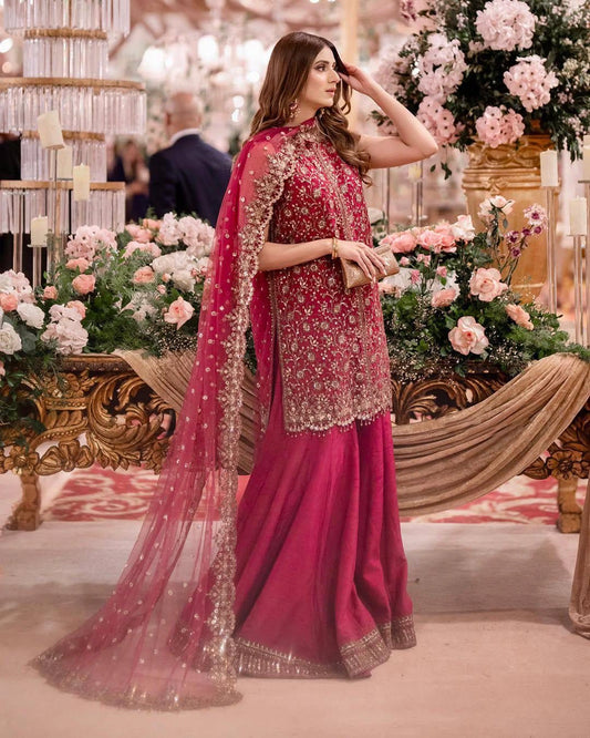 Designer Chinnon Silk Kurti–Plazzo Set