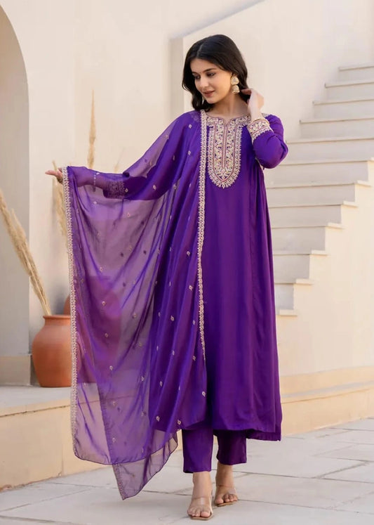 Anarkali Kurti Pant and Dupatta Set