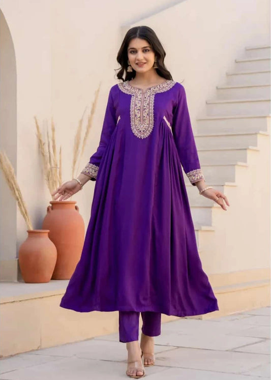 Anarkali Kurti Pant and Dupatta Set