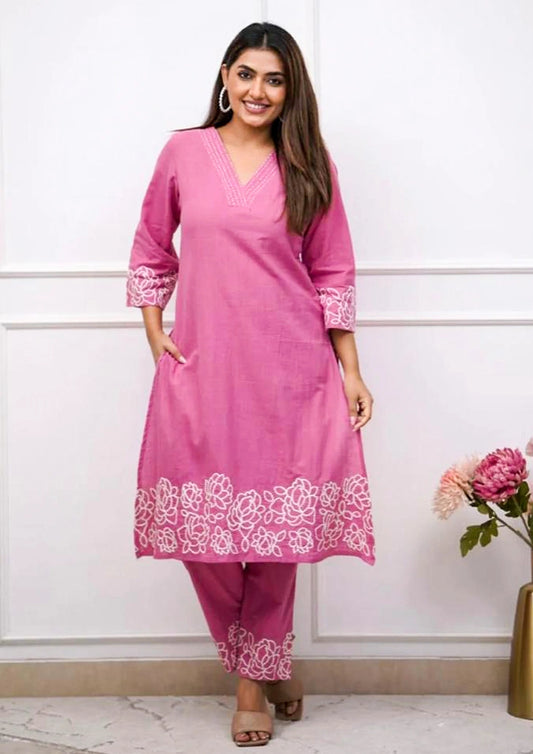 Upgrade your office wear wardrobe with this classy kurti embroidery work