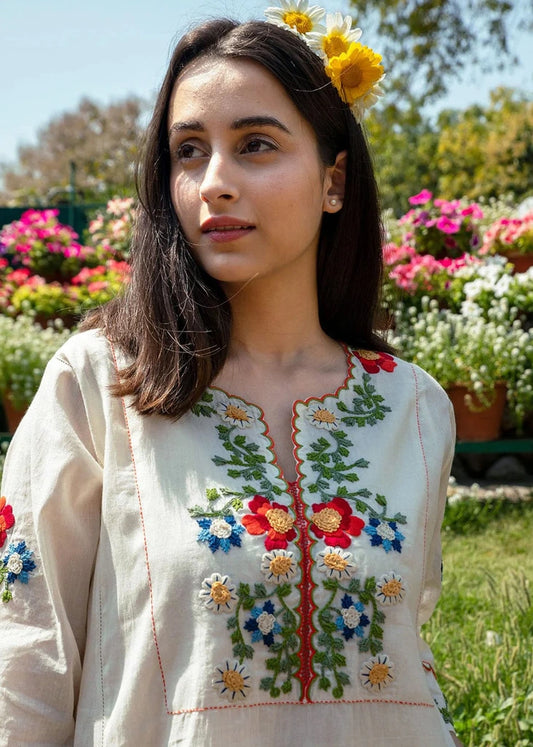 Summer Special Cotton Suit Set With Hand Embroidery And Thread Work