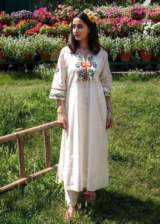 Summer Special Cotton Suit Set With Hand Embroidery And Thread Work