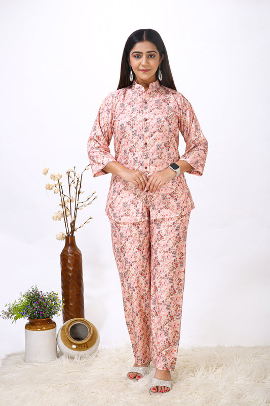 Rayon Western Flower Printed Women Cord Set