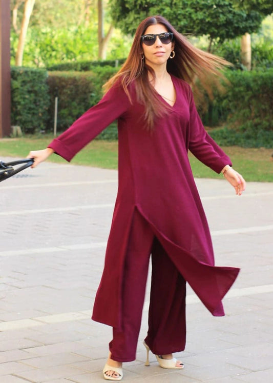 Women’s Pure Cotton Monochrome Pant-Set – Office Wear Kurta & Pant