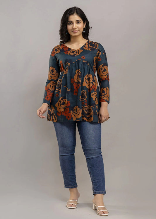 Women’s Ethnic Short Kurti – Cotton, Printed, Comfy Style