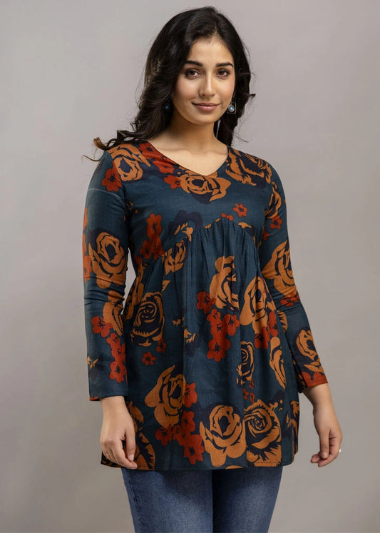 Women’s Ethnic Short Kurti – Cotton, Printed, Comfy Style