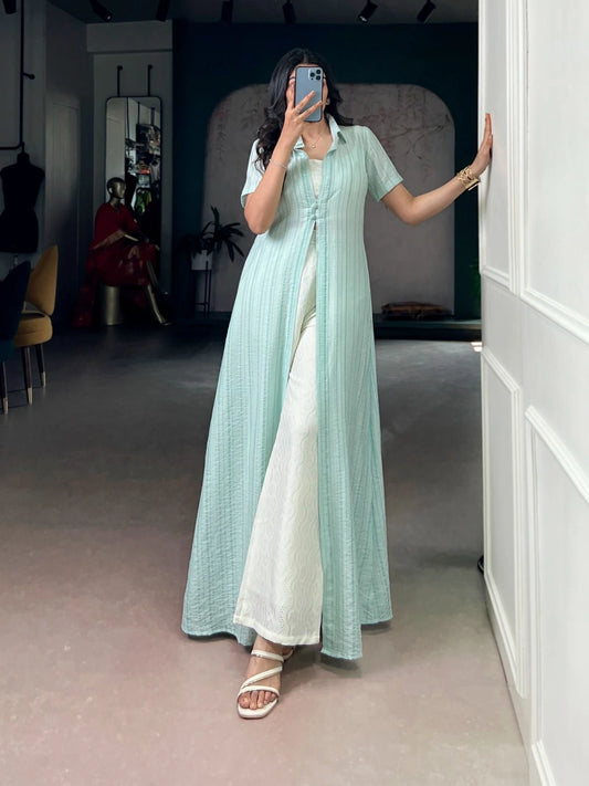 Indo-Fusion Layered Co-ord Set with Overlay Shrug