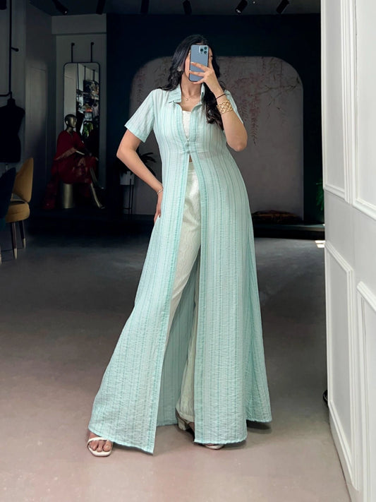 Indo-Fusion Layered Co-ord Set with Overlay Shrug