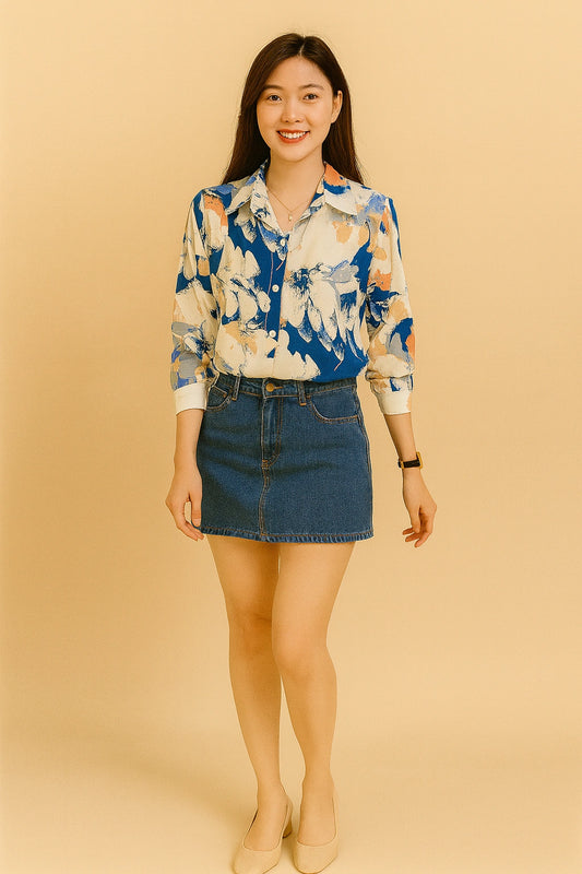 Women Floral Allover Print Shirt, Long Sleeve
