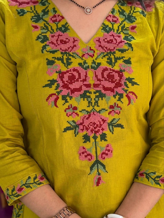 Raksha Bandhan Special – Embroidered Cotton Kurta Pant Co-ord Set