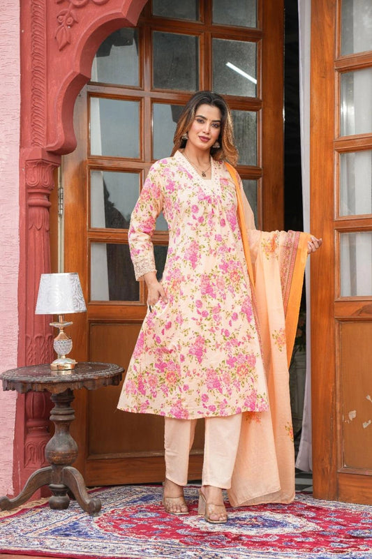Pastel Women Cotton Suit Set