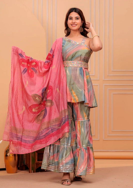 Premium Muslin Designer Set with Gotta Patti & Chanderi Dupatta