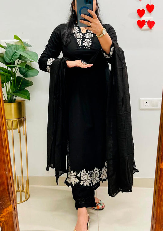 Premium Cotton Fabric Top, Pant & Dupatta Pair