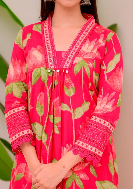 Premium Cotton 3 Piece Kurti Set with Palazzo & Malmal Dupatta