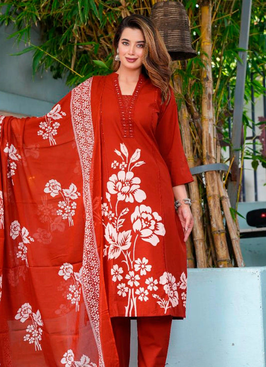 Elegant Cotton Kurti Pant Dupatta Set for Women