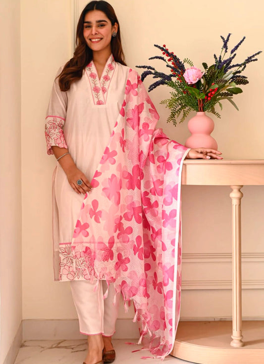 Women Blush Pink Cotton Flex Suit Set