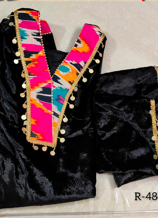 Winter Special Black Velvet Co-ord Set for Women