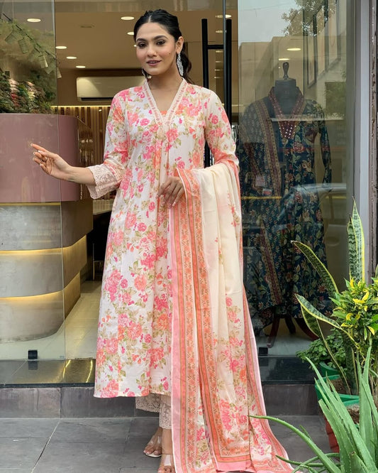 Mughal Butta Anarkali Kurti Set Summer Collection