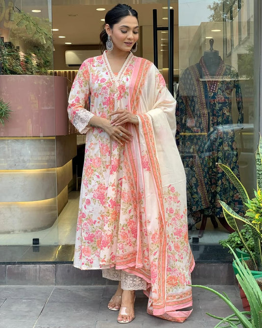 Mughal Butta Anarkali Kurti Set Summer Collection