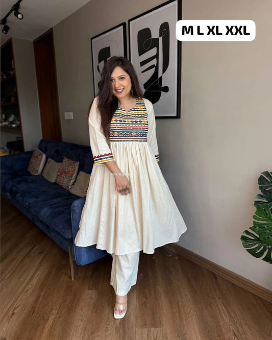 Summer Dhamaka Designer Cotton Flex Embroidered Kurta Pant Set